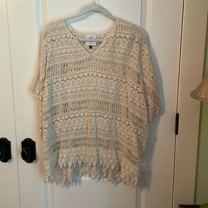 Cabi beige, crocheted top or cover-up